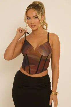Rebellious Fashion Brown Ombre Corset Top - Amalie