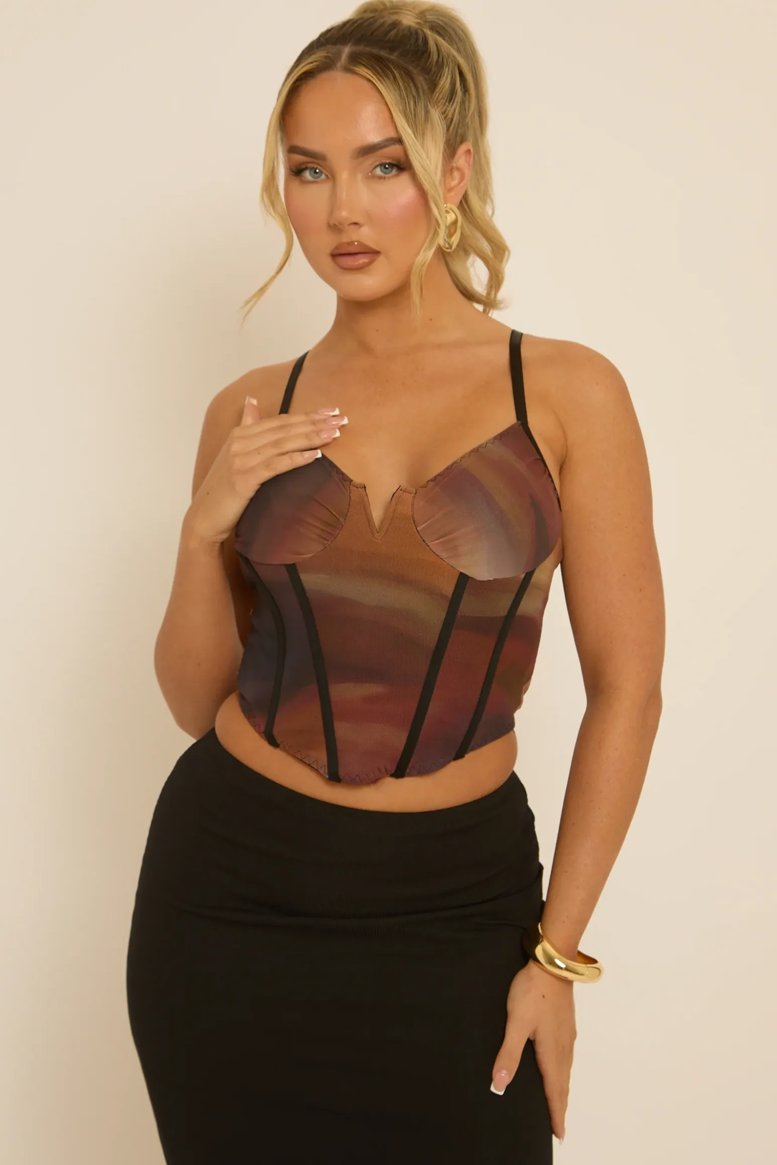 Rebellious Fashion Brown Ombre Corset Top - Amalie