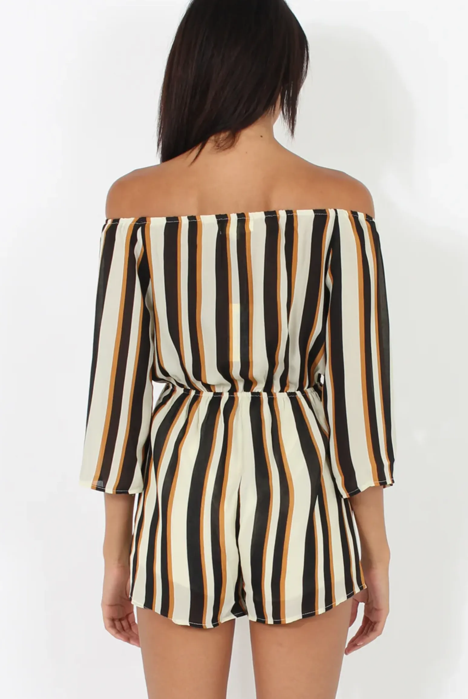 Rebellious Fashion Brown Striped Tassel Detail Playsuit - Bex