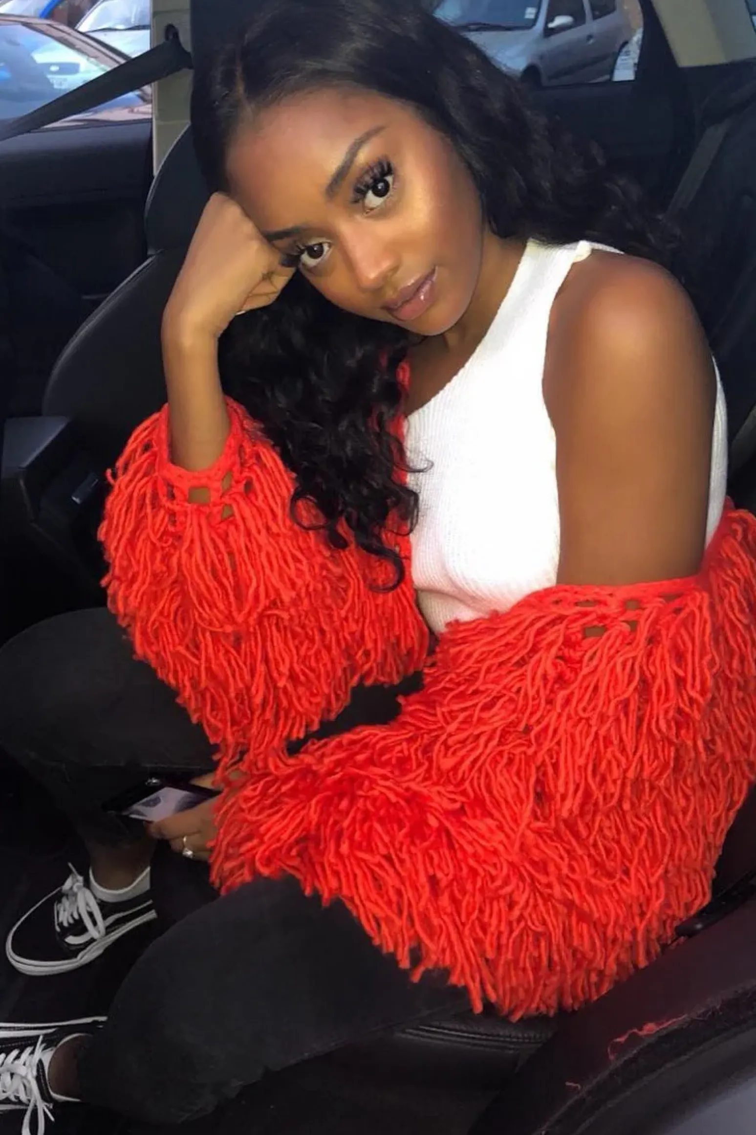 Rebellious Fashion Burnt Orange Shaggy Crop Jacket - Neha