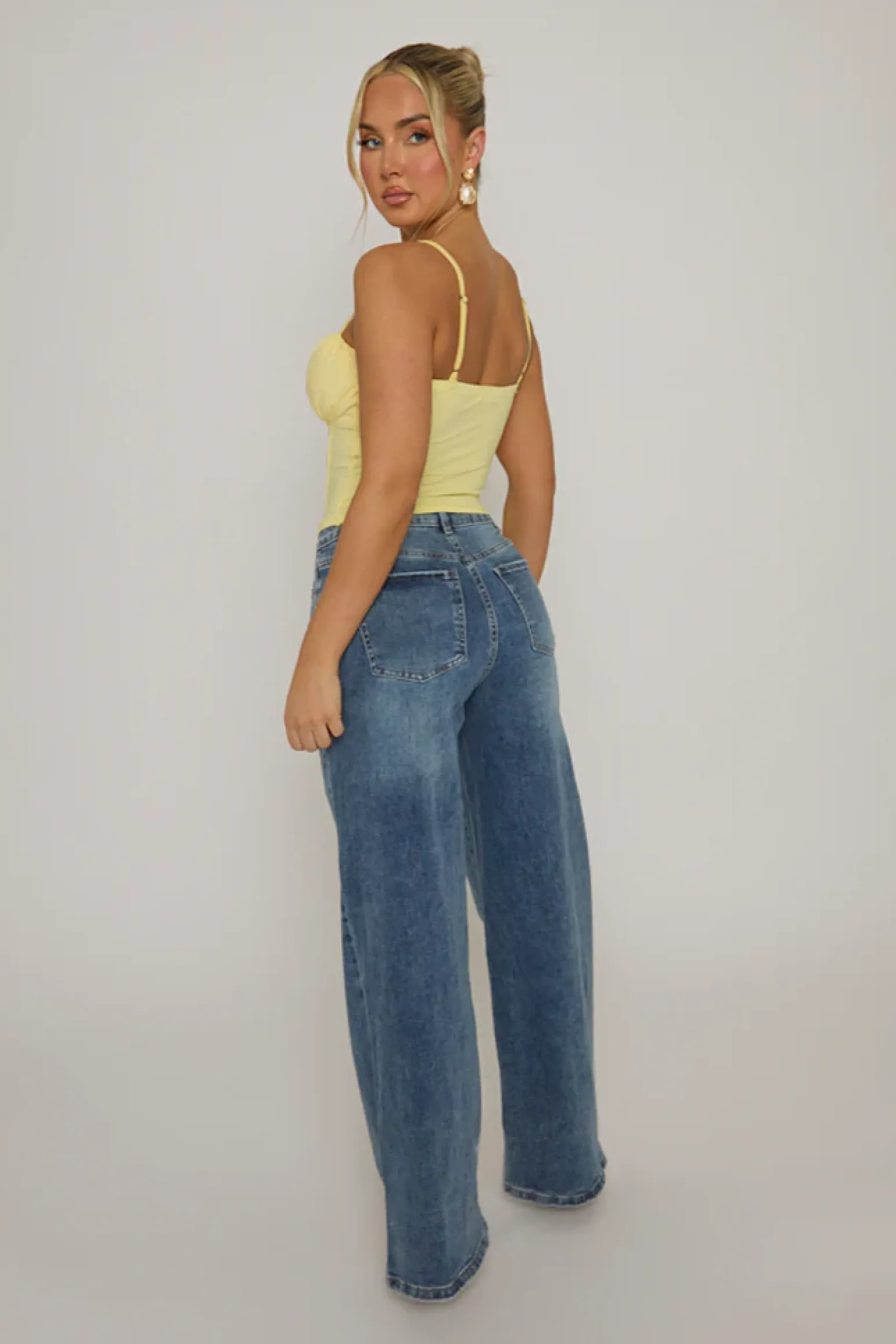 Rebellious Fashion Butter Yellow Boned Strappy Corset Top - Edita