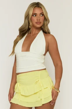 Rebellious Fashion Butter Yellow Ruffle Mini Skirt - Elvira