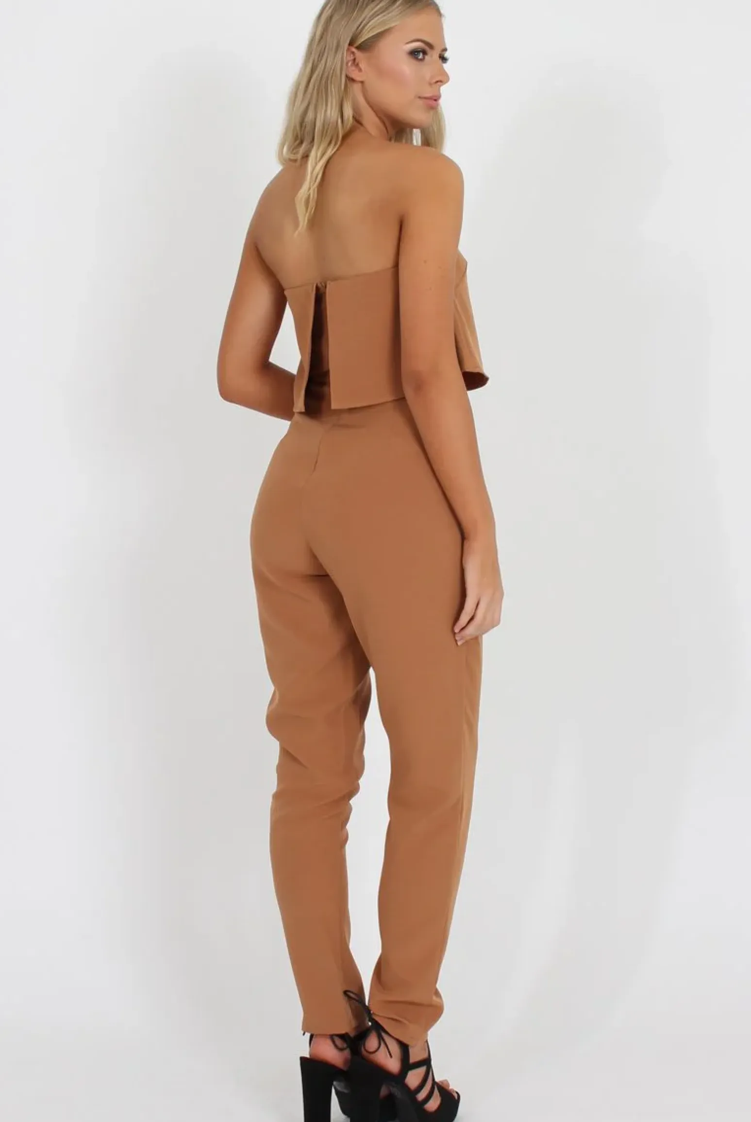 Rebellious Fashion Camel Bardot Jumpsuit - Amira