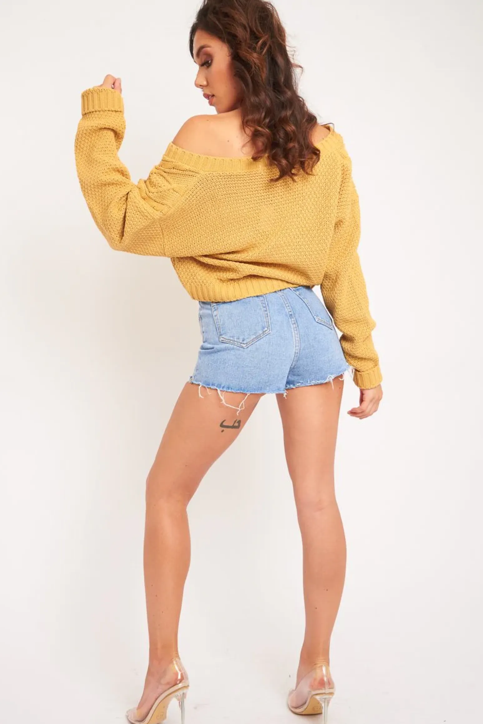 Rebellious Fashion Camel Chunky Knit Button Up Crop Cardigan - Elly