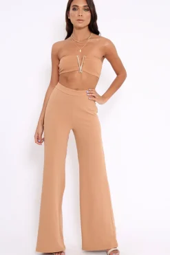 Rebellious Fashion Camel Deep Plunge Metal V Boobtube - Karolynn