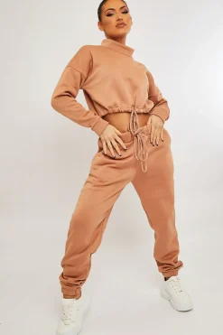 Rebellious Fashion Camel Drawstring Waist Jumper and Joggers Co-ord - Kayla