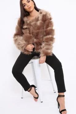 Rebellious Fashion Camel Faux Fur Jacket - Amaria