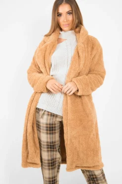 Rebellious Fashion Camel Faux Fur Teddy Coat - Reegan