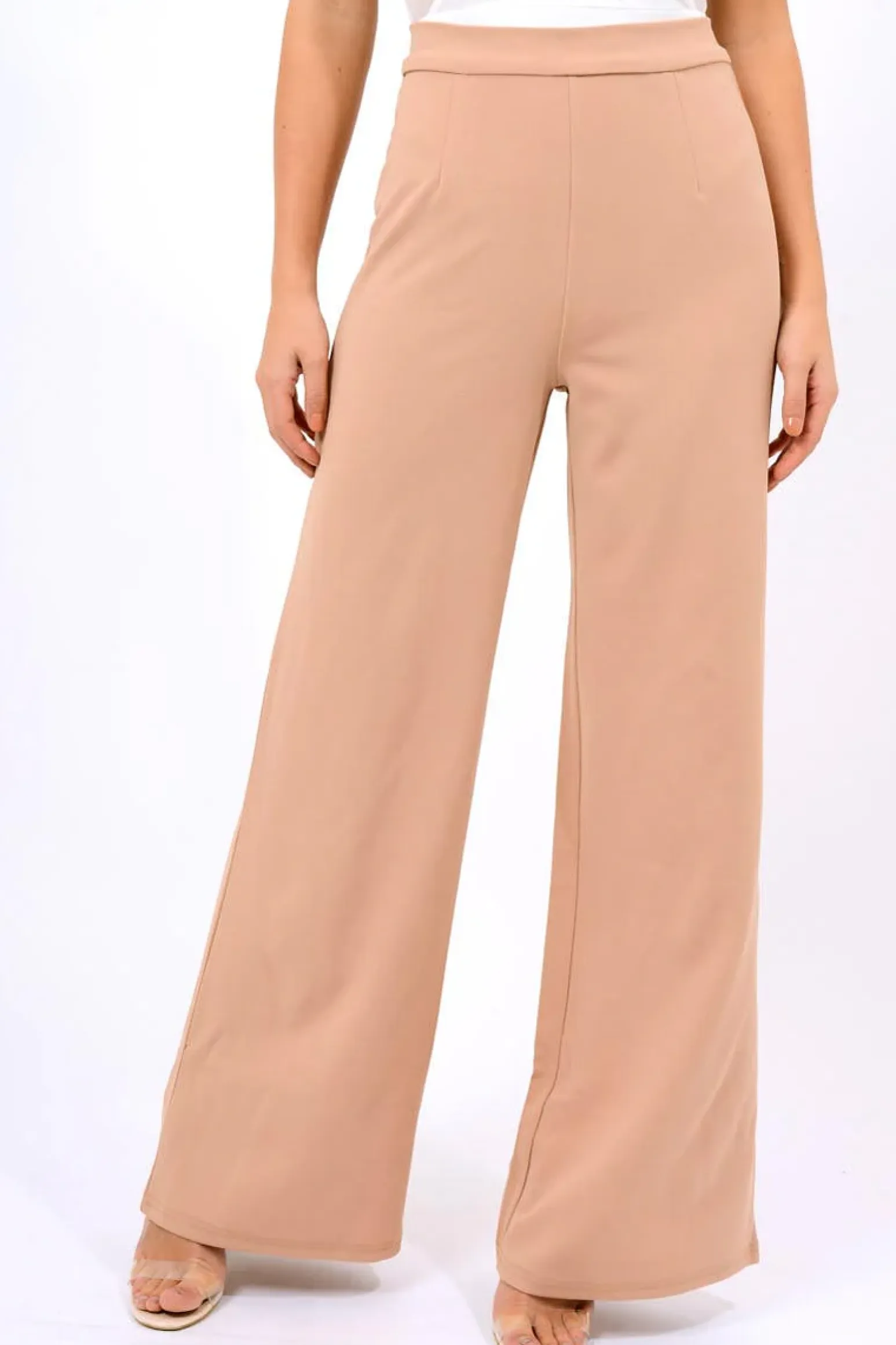 Rebellious Fashion Camel High Waist Flare Trousers -Tisha
