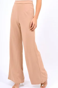 Rebellious Fashion Camel High Waist Flare Trousers -Tisha
