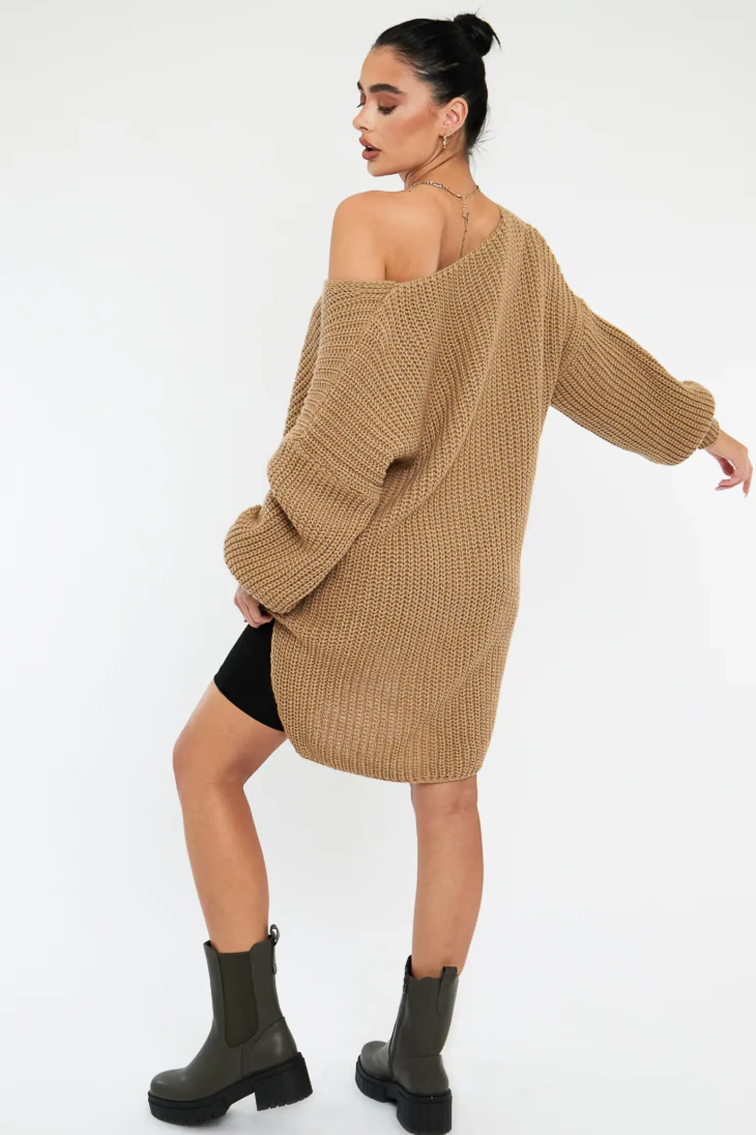 Rebellious Fashion Camel Knit Oversized Jumper - Darci