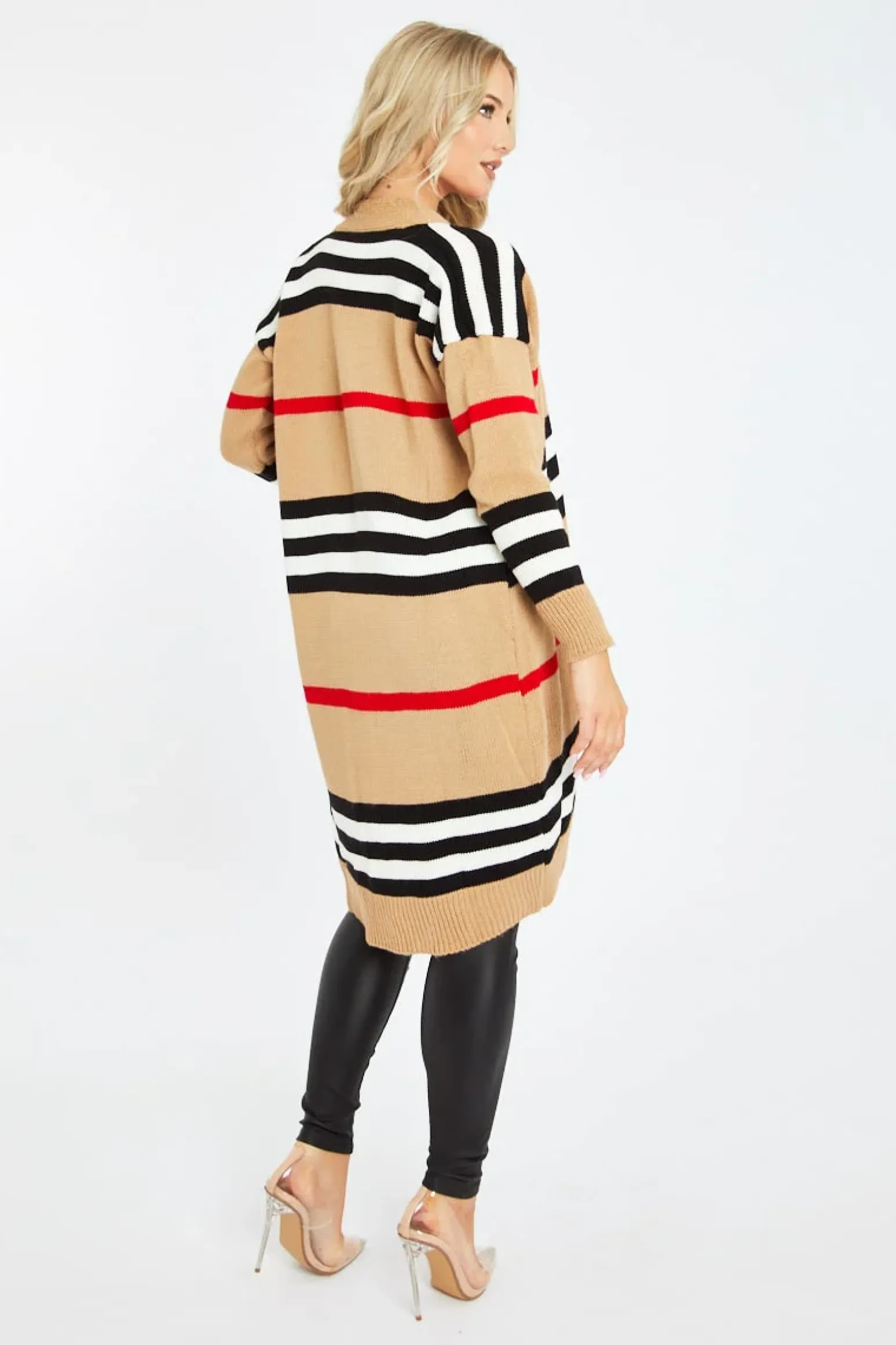 Rebellious Fashion Camel Knit Oversized Striped Cardigan - Pai