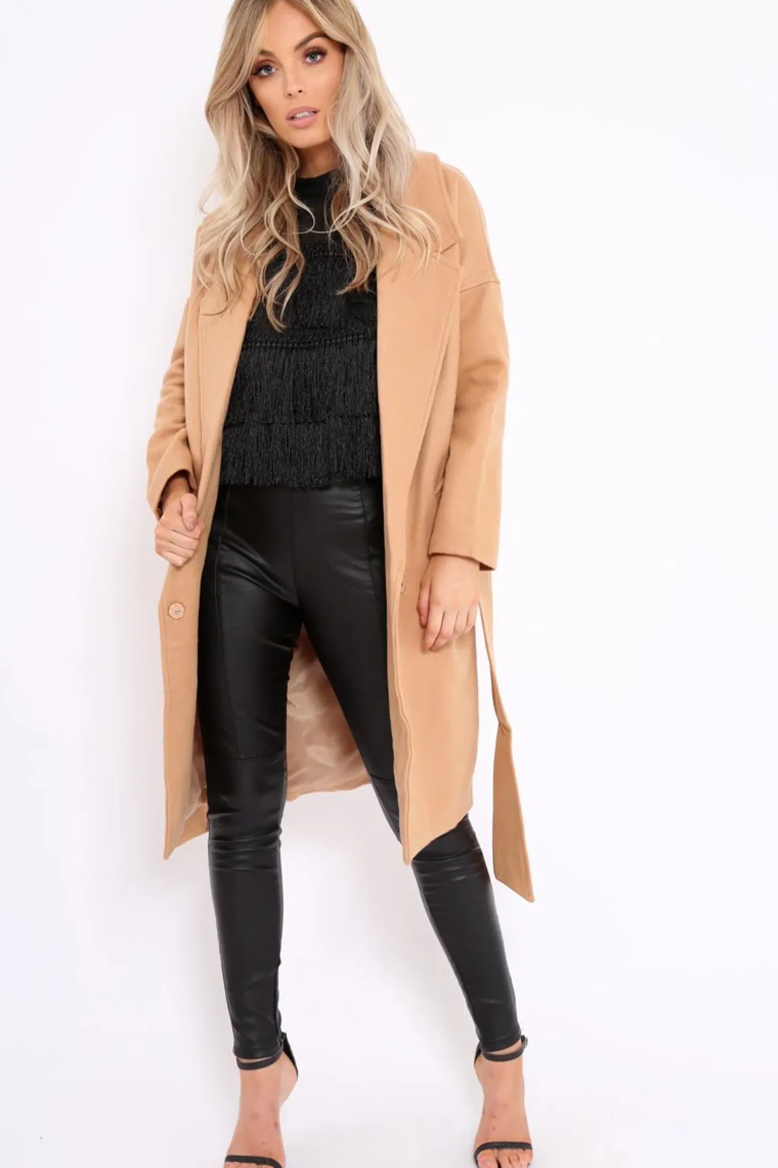 Rebellious Fashion Camel Long Duster Coat - Nina