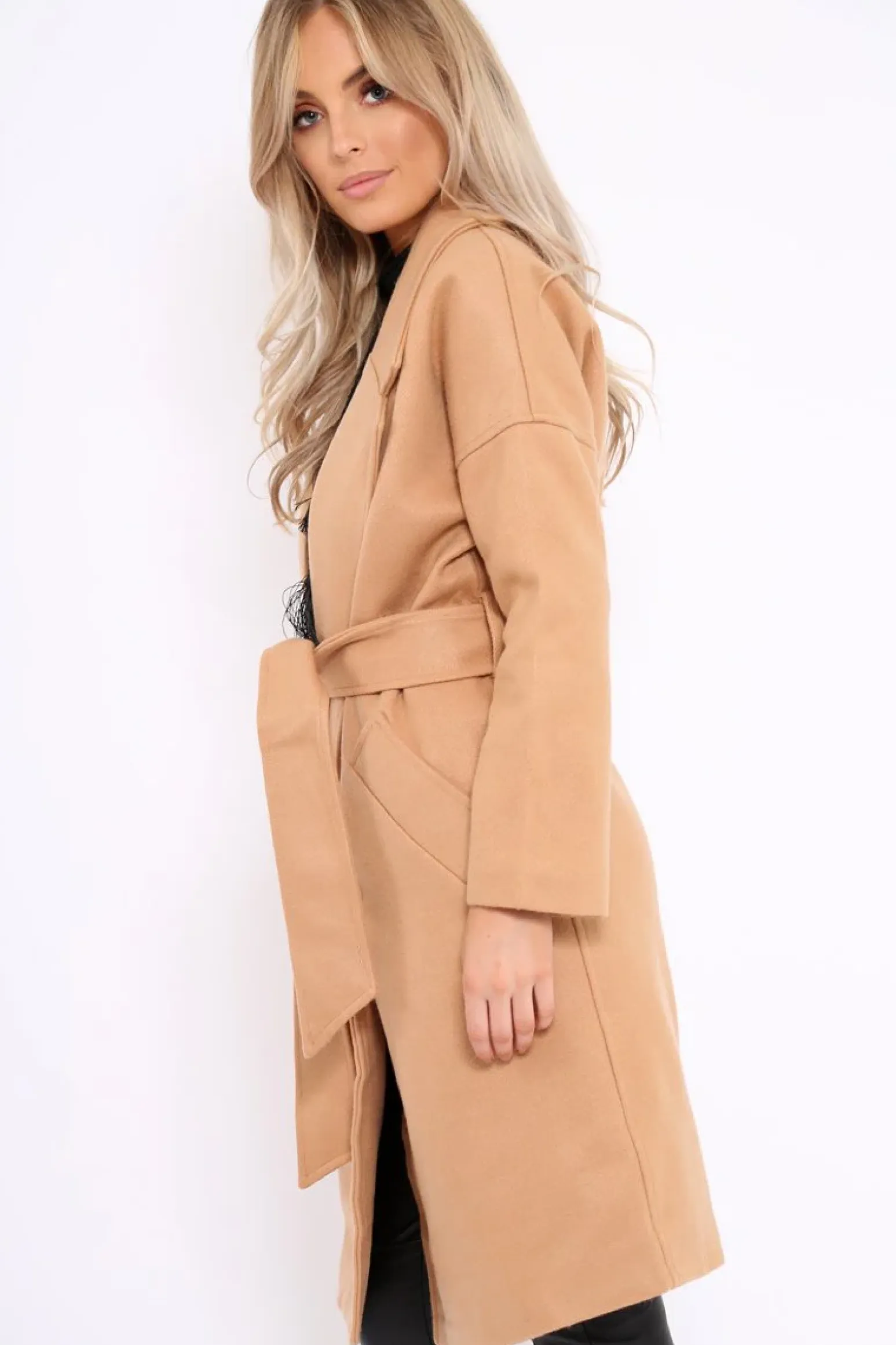Rebellious Fashion Camel Long Duster Coat - Nina