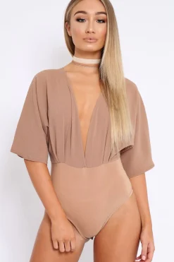 Rebellious Fashion Camel Plunge Bodysuit - Florence