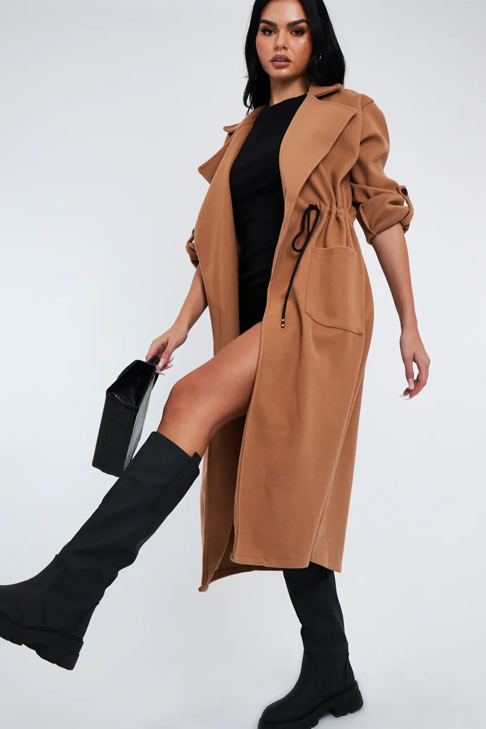 Rebellious Fashion Camel Relaxed Tie Waist Trench Coat - Mayva
