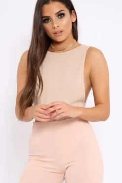 Rebellious Fashion Camel Side Boob Bodysuit - Adrionna