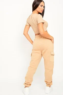 Rebellious Fashion Camel Side Cargo Pocket Joggers - Chantel