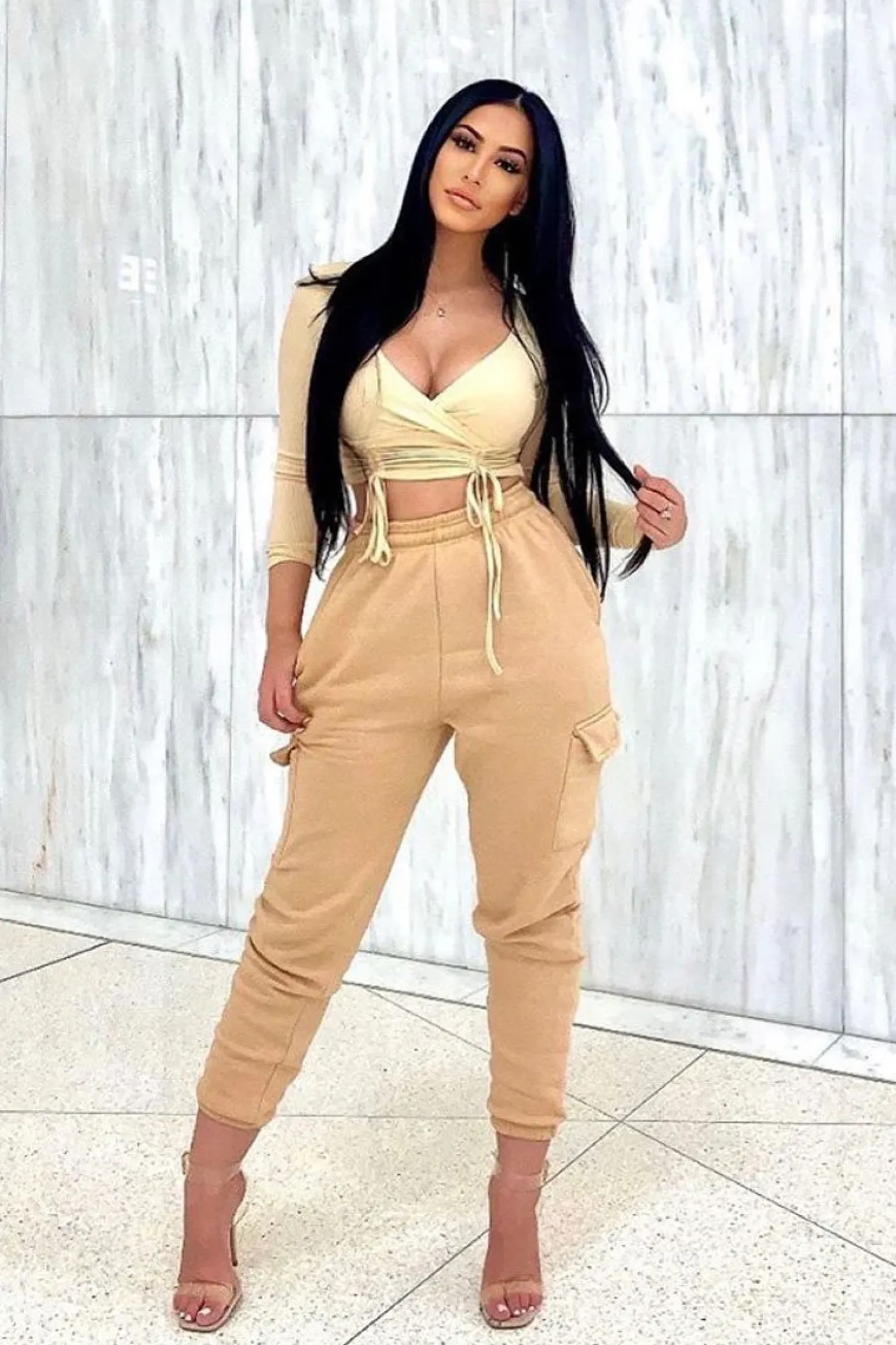 Rebellious Fashion Camel Side Cargo Pocket Joggers - Chantel