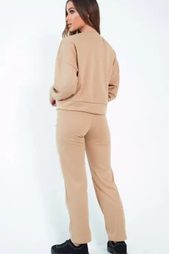 Rebellious Fashion Camel Sweatshirt Slim Jogger Tracksuit - Erieanna
