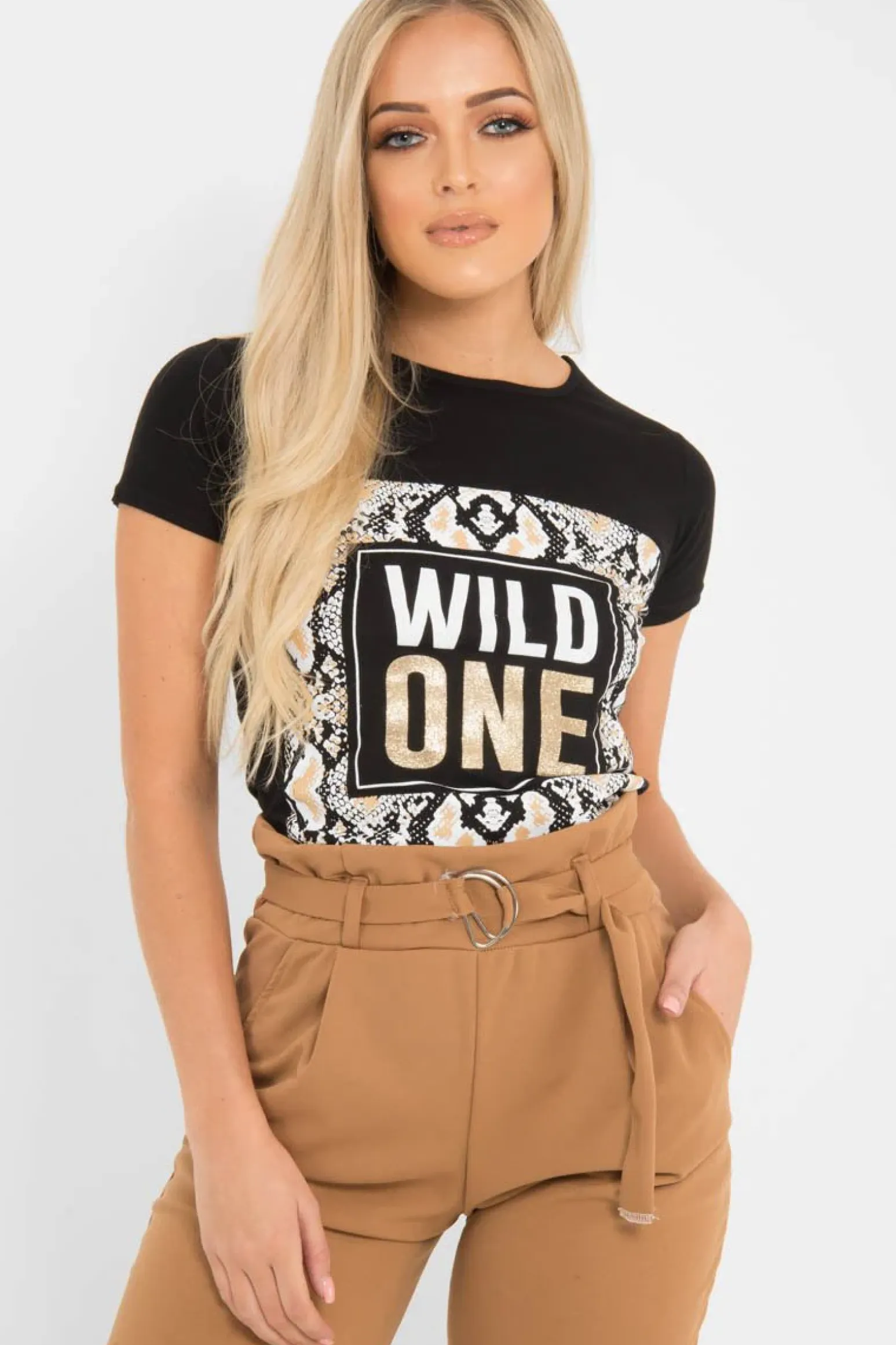 Rebellious Fashion Camel Tapered Belted Cigarette Trousers - Myasia