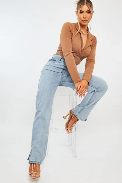 Rebellious Fashion Camel Wrap Around Crop Blazer - Coriana
