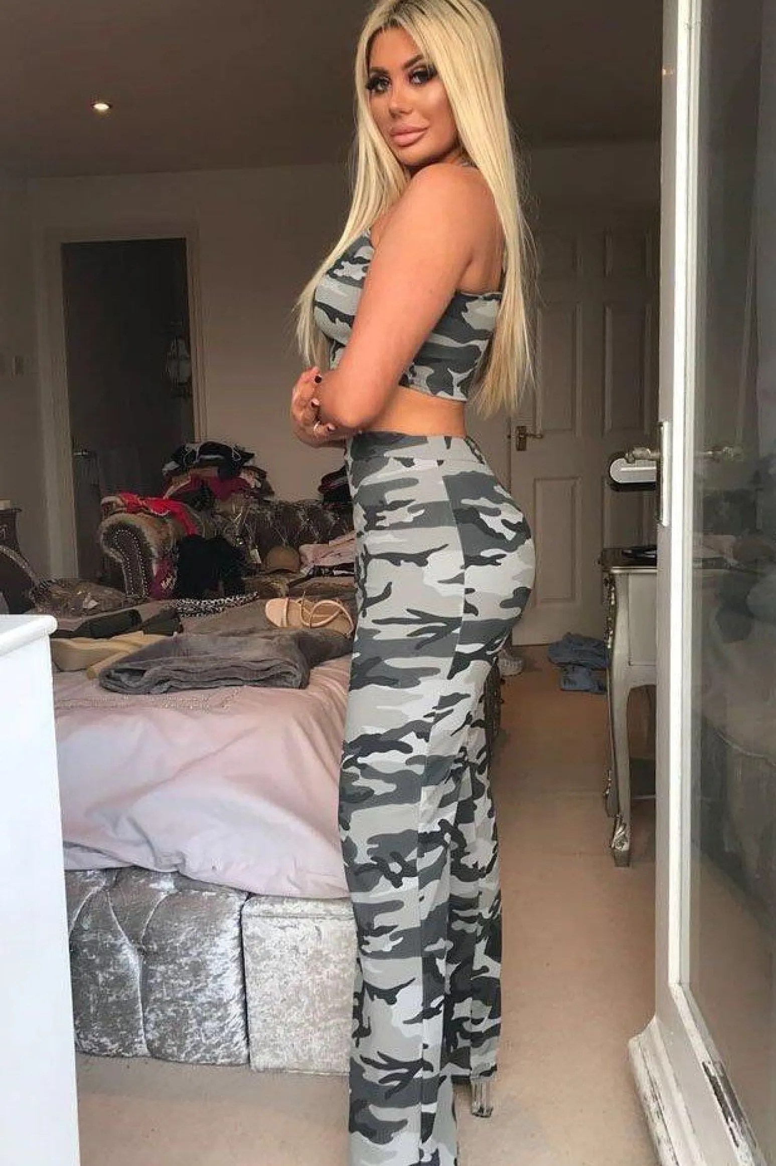 Rebellious Fashion Camo Print Crop Top and Trousers Co-ord Set - Kimmy