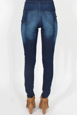 Rebellious Fashion Caprice Navy High Waisted Jeans