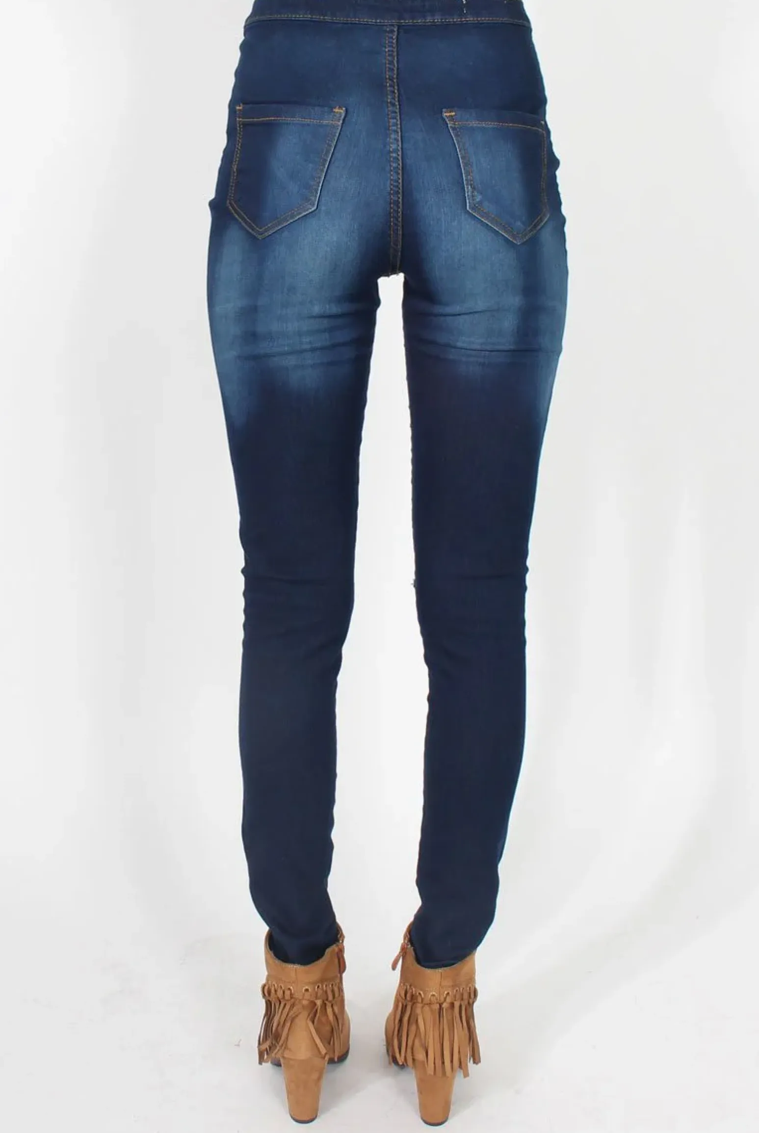 Rebellious Fashion Caprice Navy High Waisted Jeans