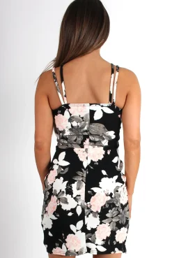 Rebellious Fashion Carissa Black Floral Bodycon Dress