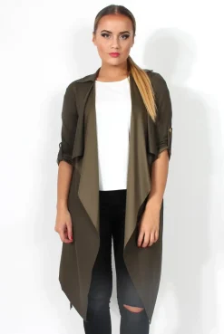 Rebellious Fashion Caroline Khaki Waterfall Jacket