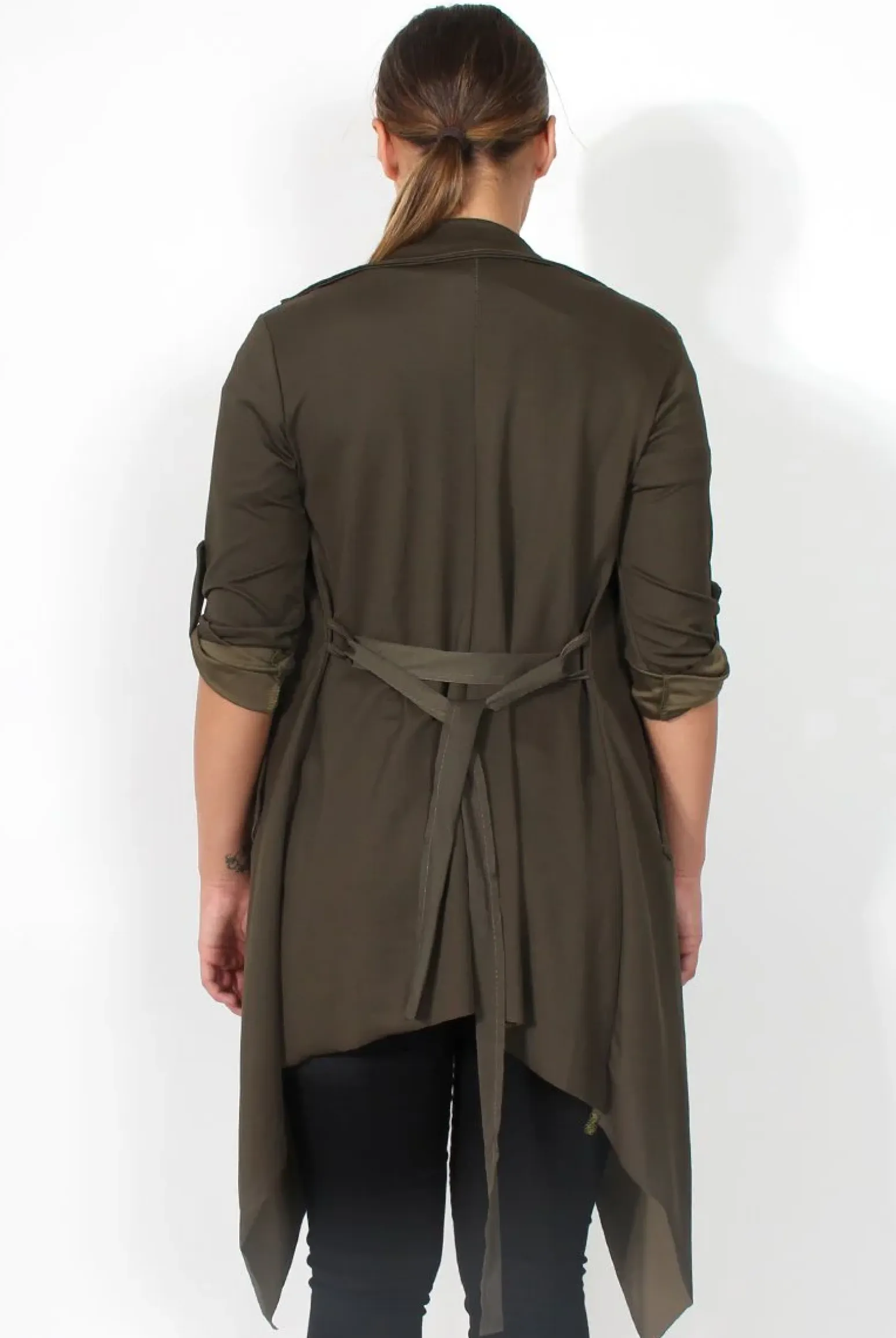 Rebellious Fashion Caroline Khaki Waterfall Jacket