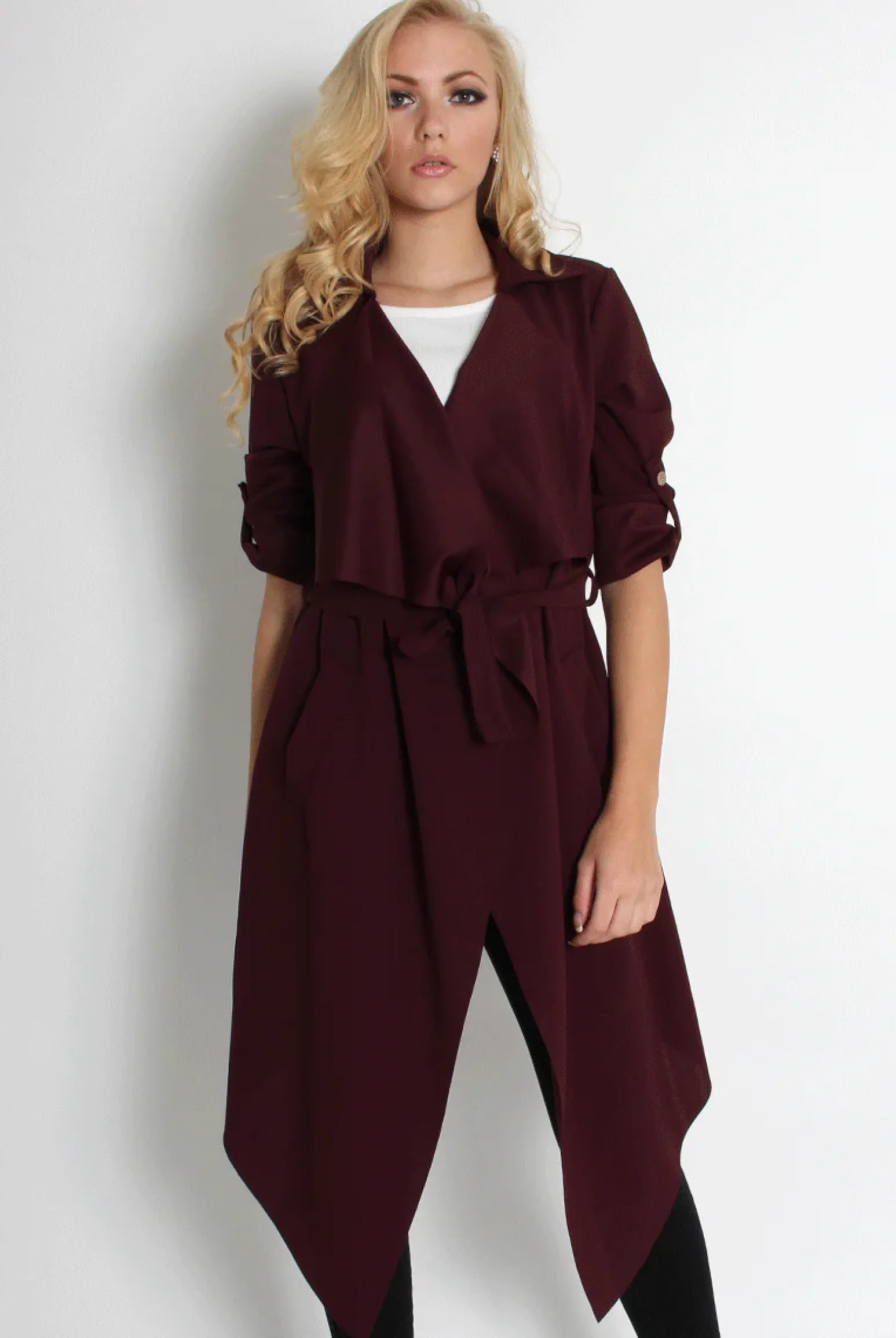 Rebellious Fashion Caroline Wine Waterfall Jacket