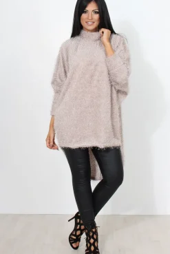 Rebellious Fashion Carrie Grey Drooped Back Knitted Jumper