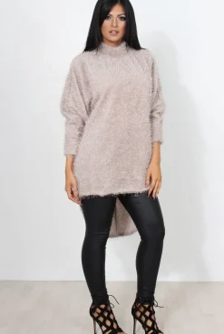 Rebellious Fashion Carrie Grey Drooped Back Knitted Jumper