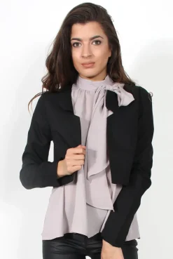 Rebellious Fashion Cat Black Crop Jacket