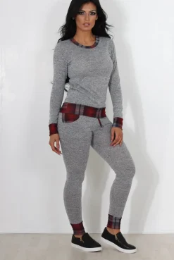 Rebellious Fashion Cathie Grey Tartan Trim Loungewear