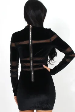 Rebellious Fashion Catia Black Sheer Stripe Dress