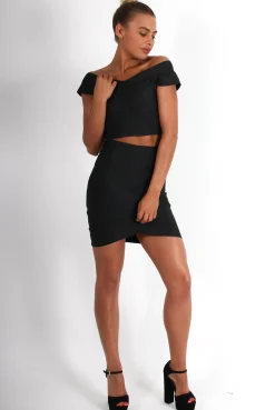 Rebellious Fashion Ceanna Black Bandage Cross Front Two Piece