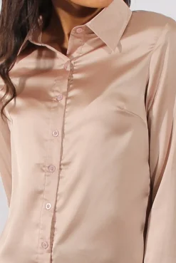 Rebellious Fashion Champagne Satin Shirt - Alaina