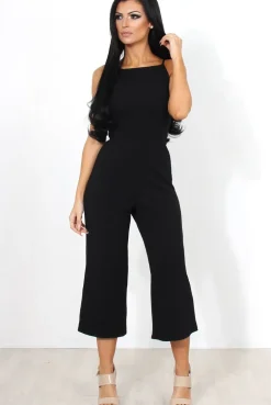 Rebellious Fashion Chantelle Black High Neck Culotte Jumpsuit