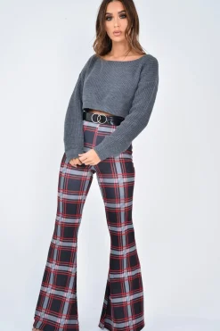 Rebellious Fashion Charcoal Chunky Knit Cropped Jumper - Jasmin