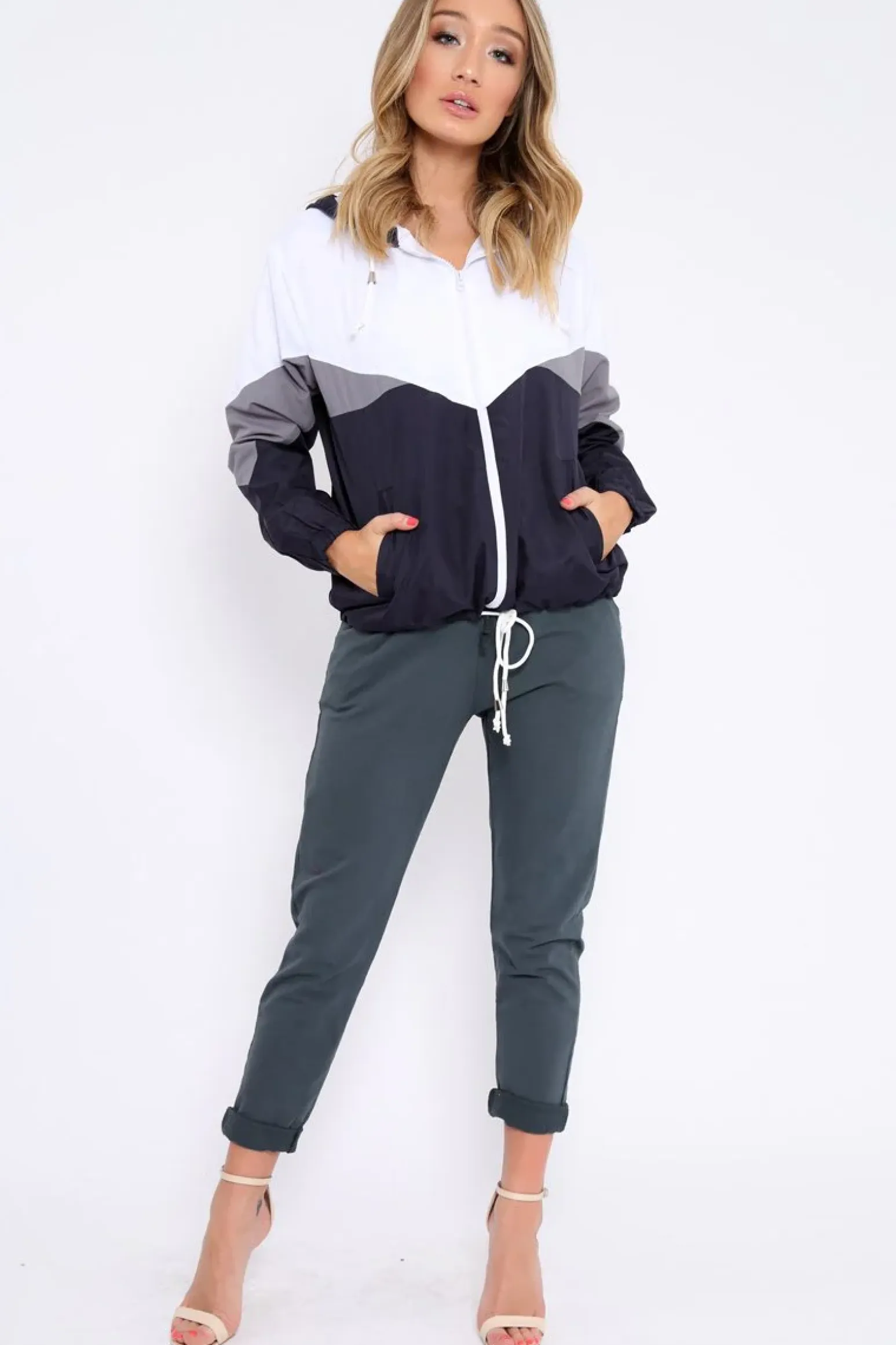 Rebellious Fashion Charcoal Elasticated Tie Waist Joggers - Cerena