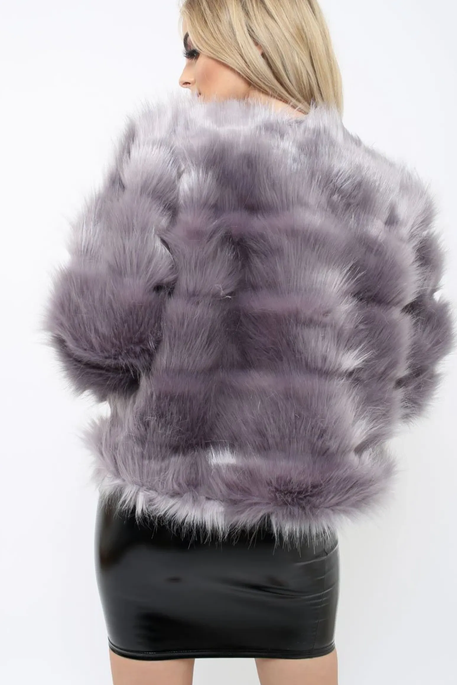 Rebellious Fashion Charcoal Faux Fur Jacket - Amaria