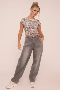 Rebellious Fashion Charcoal High Waist Stretch Mom Jeans - Harriet