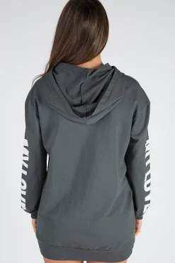 Rebellious Fashion Charcoal 'My Love' Slogan Oversized Hoodie - Tish