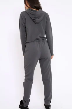 Rebellious Fashion Charcoal Ripped Loungewear Set - Natalia