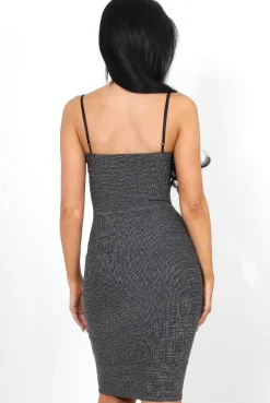 Rebellious Fashion Charlene Silver Glitter Bodycon Dress