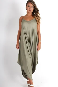 Rebellious Fashion Chloe Khaki Oversized Slouch Jumpsuit