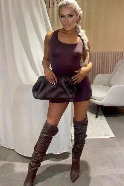 Rebellious Fashion Chocolate Jersey Bodycon Mini Dress - Aleah